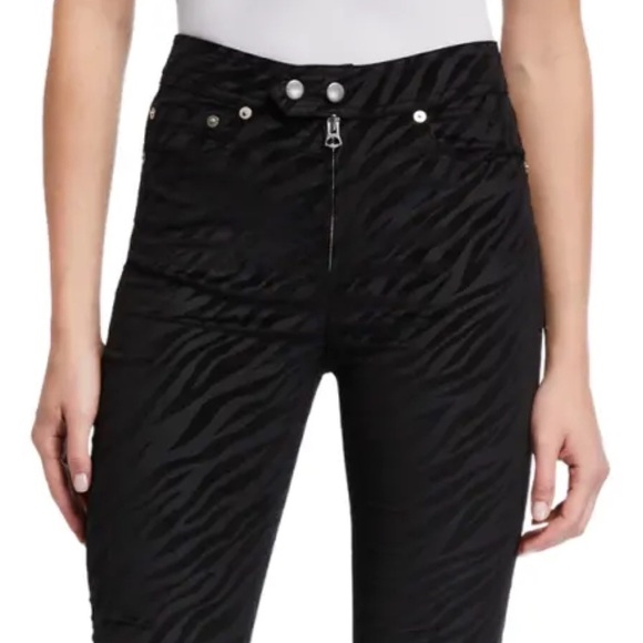 Rag and Bone Womens Nina Jeans High rise Zebra stripe Ankle Skinny In Black 26 - Picture 1 of 13